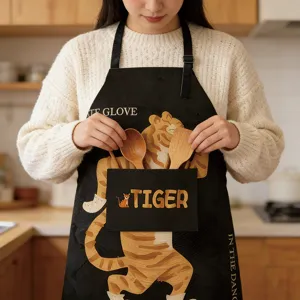 Grembiule da cucina con stampa tigre e tasca frontale tracolla regolabile per cucinare a casa