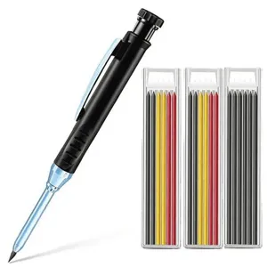 Tiefloch-Zimmermannsstift-Set mit langen Spitzen und bunten Graphitminen-Nachfüllungen