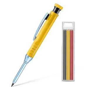 Professioneller Tiefloch-Zimmermannsbleistift mit 6 farbigen Graphit-Ersatzminen im Set