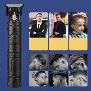Professional electric hair clipper with vintage Buddha engraving for hair carving and trimming