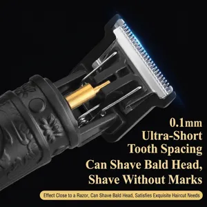 Close-up of professional electric hair clipper blade with 0.1mm precision teeth