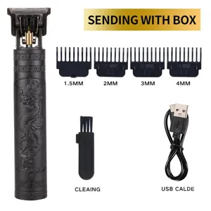 Professional electric hair clipper set with dragon relief design and 4 limit combs