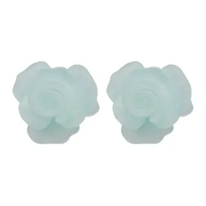 Hellblaue Harz Rose Ohrstecker, elegantes Blumen Design süsser Silberschmuck Hauptbild