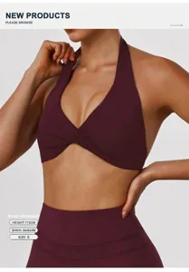 Halter neck sports bra for women workout fitness activewear breathable yoga crop top apparel