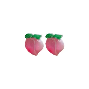 Süße Pfirsich Harz Ohrstecker für Damen, frischer Sommer minimalistischer Modeschmuck Alltag.