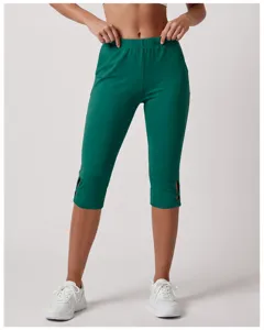 Grüne Damen Yoga Caprihosen, figurbetonte High Waist Fitness Leggings für Laufen und Training.