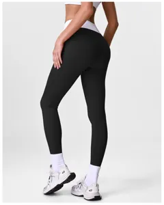 Hohe Taille Fitness Yoga Hose schwarz Pfingstrose Stretch Sport Leggings Damen Sportbekleidung