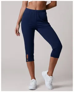 Damen Dunkelblaue Sportliche Capri Yogahose Für Sommer Freizeit Fitness Leggings