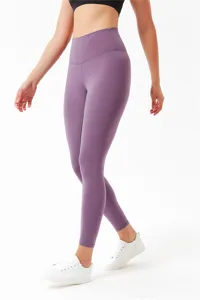 High waist seamless brushed yoga pants for women, skin-friendly nude fit tight cropped