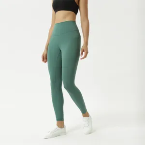 High-waist seamless yoga pants detail, soft nude-feeling athletic leggings close-up view.