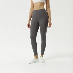 Women's high-waist double-sided brushed yoga leggings, skin-friendly nude-fit sportswear.
