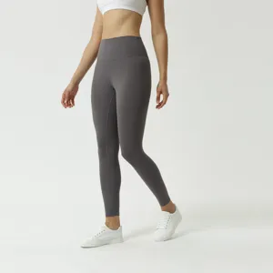 High-waisted naked-feel yoga pants for women, soft brushed fabric for fitness and running.