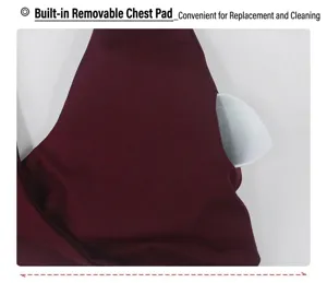 Close-up detail of removable chest pad in sports bra, showing convenient replacement design.