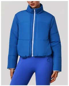 Giacca imbottita invernale da donna, calda e antivento, cappotto sportivo con zip per fitness.