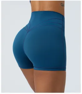 High waist cross yoga shorts peach lift fitness running gym tight activewear pants