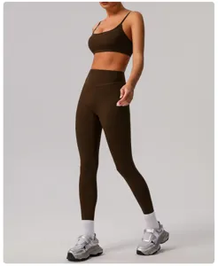 Ensemble pantalon de yoga et soutien-gorge de sport, taille haute gainant fitness.