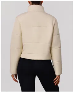 Giacca invernale calda imbottita da donna, cappotto trapuntato corto con colletto.