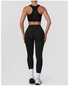 Stip yoga set sportbeha en hoge taille push up fitness legging voor dames training