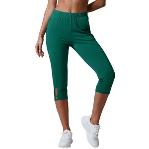 Damen High Waist Yoga Hose Capri Leggings Slim Fit Workout Laufen Fitness Sport Hose Mit Ausschnitt Detail