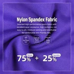 Close-up van nylon spandex yoga shorts stof hoofdafbeelding ademend en elastisch materiaal.
