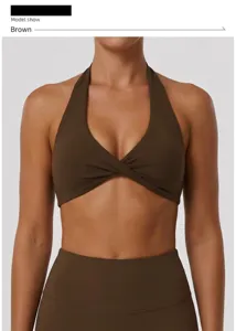 Halter yoga bra for women fitness running sports top brown sleeveless activewear crop top