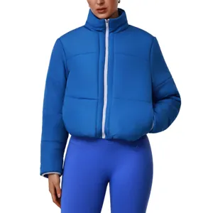 Giacca Imbottita Invernale Calda e Antivento con Collo alla Coreana da Donna Slim Fit Casual con Zip Intera Cappotto in Cotone Sportivo