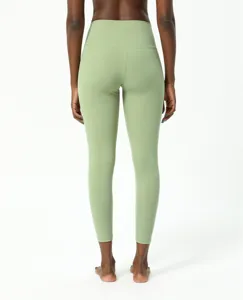 Women High Waisted Yoga Pants Buttlifting Brushed Leggings Gym Fitness Activewear Sage Green