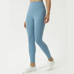 High waist yoga pants for women, butter soft nude feel tight workout fitness leggings nine-point
