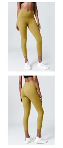Hochwaertige Yoga Caprihosen mit Taschen, atmungsaktive Fitness Sportleggings fuer Damen.