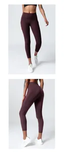 High-Waist Yoga Leggings mit Seitentaschen Bauchweg Fitness Sporthose fuer Damen