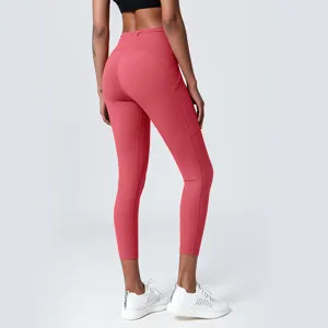 Hohere Yoga Leggings mit Bauchweg-Effekt und Tasche, elastische Sport Fitness Hosen fur Damen.