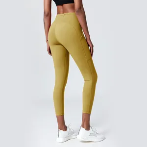 Hoch Taille Po-Lifting Yoga Leggings mit Taschen, atmungsaktive Fitness Sporthose Damen.