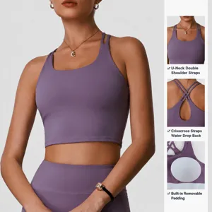 Damen Sport-BH Yoga Fitness Oberteil U-Ausschnitt gepolstert atmungsaktiv Training Sportkleidung
