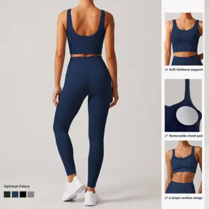 Ensemble de yoga de sport d'été soutien-gorge de sport et leggings de fitness taille haute femme
