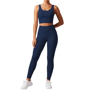 Damen Sportbekleidung Yoga Set High Impact Sport-BH Und Hohe Taille Leggings Schnelltrocknend Fitness Gym Workout Top Und Bottom