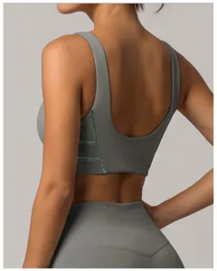 Soutien-gorge de sport extensible pour femme, haut de yoga dos U, fitness anti-chocs.