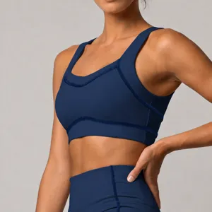 Dames Hoge Rek Sport-bh Fitness Athletisch Gym Training Workout Vest Schokbestendig Verzamelde Yoga Tops