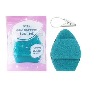 Extra large XXL teal exfoliating facial sponge with drying clip for deep cleaning