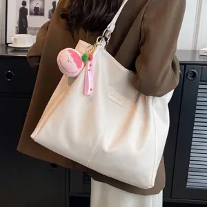 Borsa Tote Da Donna Di Grande Capacità In Pelle PU Con Cuciture Minimaliste Tinta Unita Borsa A Spalla Per Pendolari Quotidiana Semplice Alla Moda