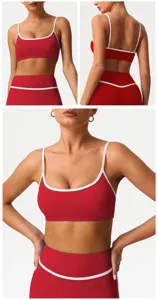 Κόκκινο αθλητικό σουτιέν γυναικείο fitness yoga top αντικραδασμικό προπόνηση ρούχα