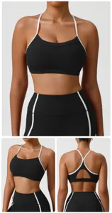 Ensemble soutien-gorge de sport et leggings de yoga séchage rapide avec passepoil.