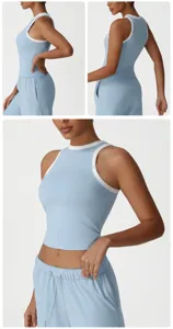 Women athletic crop top workout fitness gym sports tank top breathable stylish activewear