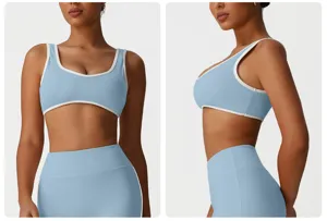 Ensemble soutien-gorge de sport et leggings, maintien élevé, haut de fitness élastique.