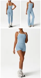 Colorblock sports yoga set with tank top and leggings for women fitness and workout wear
