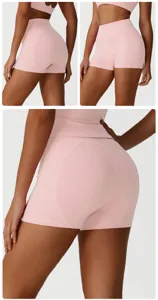 Women high waist athletic shorts yoga fitness running quick dry gym sportswear detail view