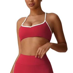 Dames Kruisrug Sportbeha Hoge Elasticiteit Gewatteerd Fitness Workout Gym Tanktop Sexy Vormend Athletische Yoga Kleding