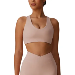 Soutien-Gorge de Sport Dos Croisé pour Femmes Débardeur de Yoga Athlétique Push-Up Fitness