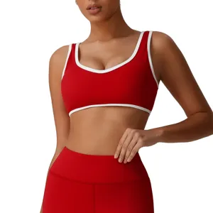Soutien-Gorge de Sport Haute Impact pour Femmes Nylon Élasthanne Rembourré Gilet de Fitness Course Haute Élasticité Top Sport
