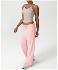 Women loose casual sweatpants high waist straight wide leg fitness yoga dance trousers soft