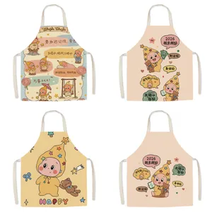 Grembiule in Cotone Lino con Benedizione di Cartoni Animati per Cucina di Casa Cottura Anti-Macchia Bavaglino per Adulti Bambini